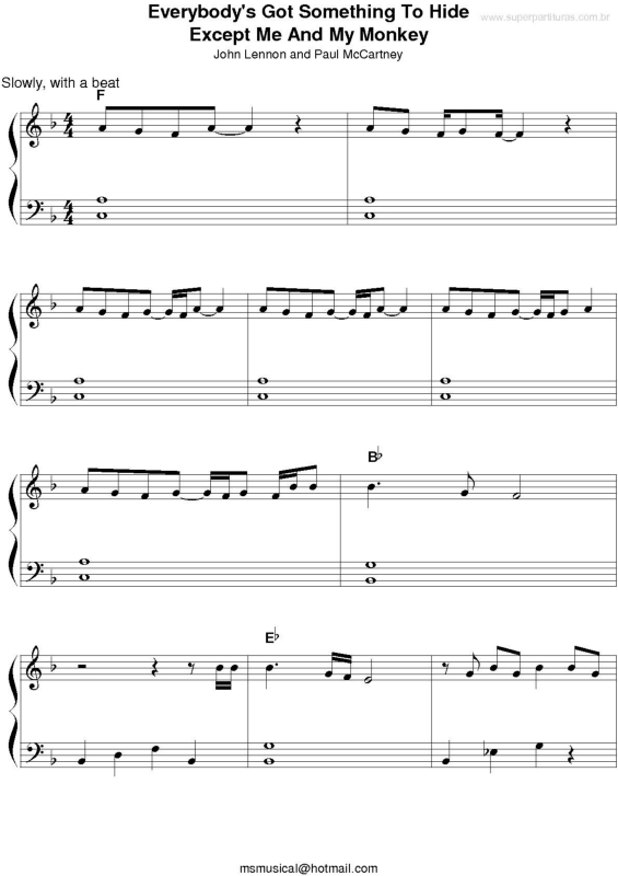 Partitura da música Everybody`s Got Something To Hide Except Me And My Monkey