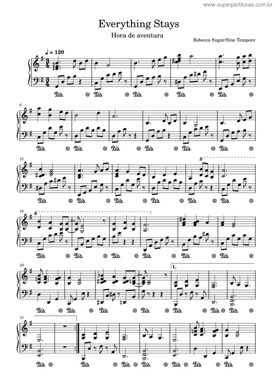 Partitura da música Everything Stays – Rebecca Sugar