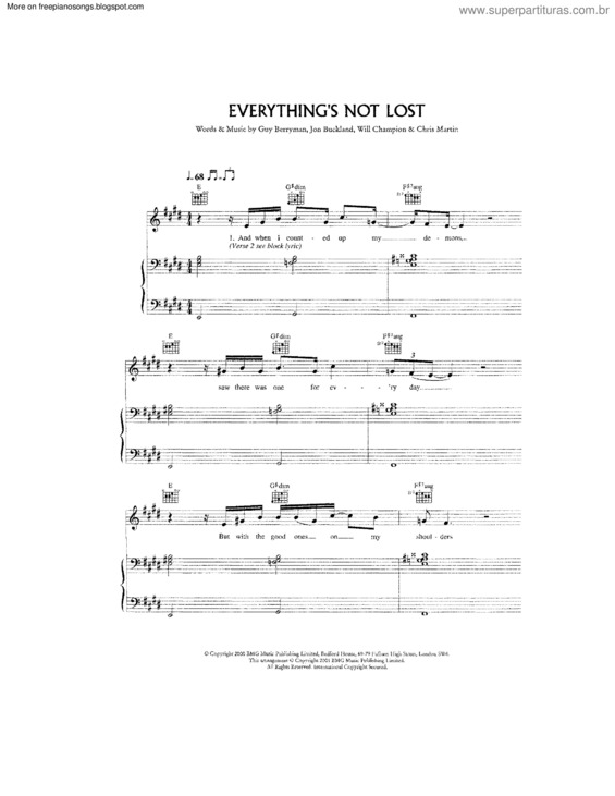 Partitura da música Everythings Not Lost