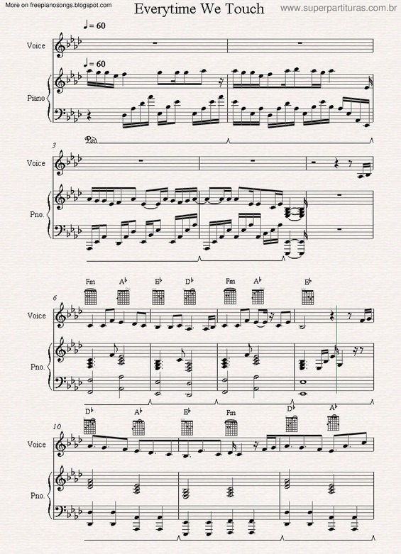 Partitura da música Everytime We Touch v.2