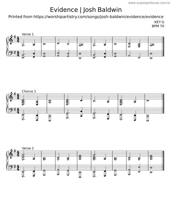Partitura da música Evidence – Josh Baldwin v.2