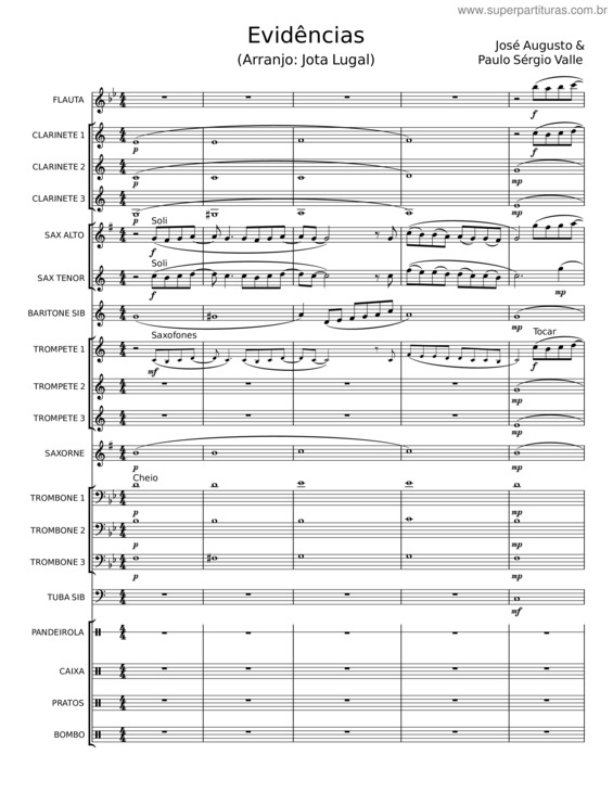 Partitura da música Evidencias v.14