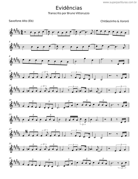 Partitura da música Evidencias v.15