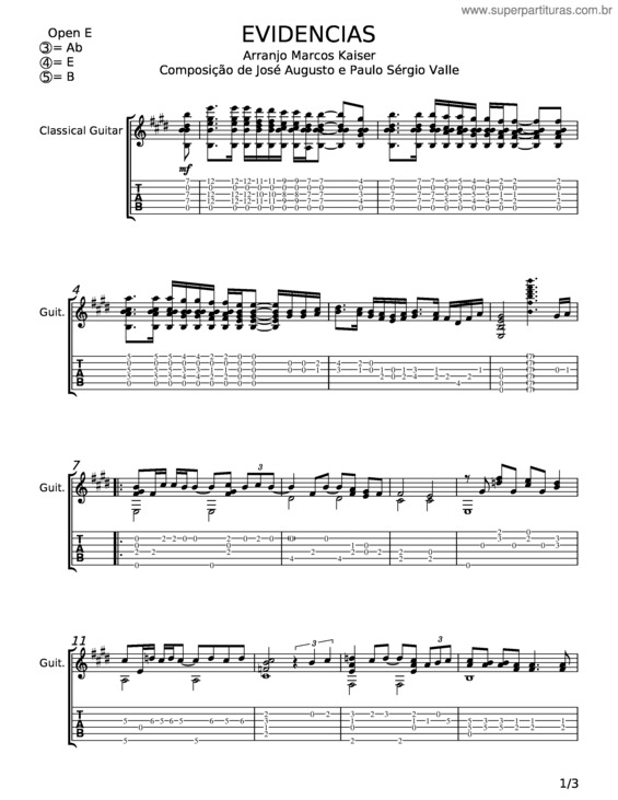Partitura da música Evidências v.19