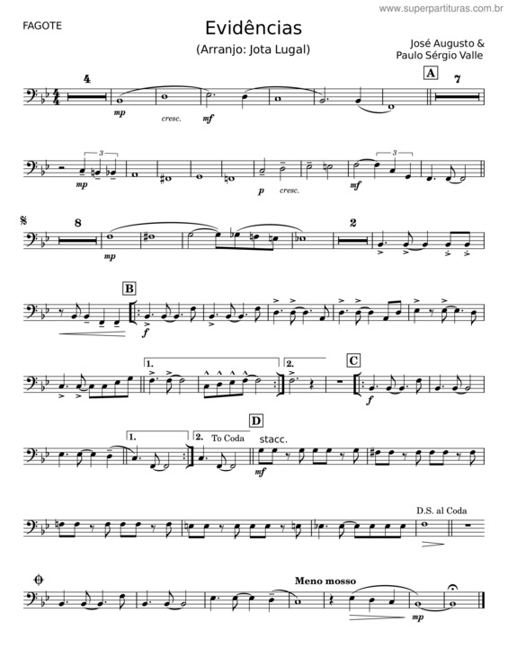 Partitura da música Evidencias v.21