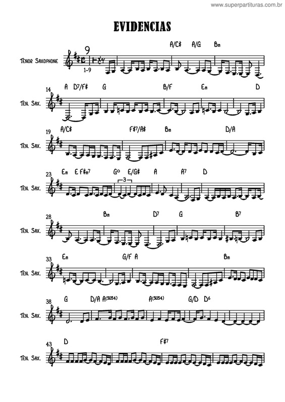 Partitura da música Evidências v.7