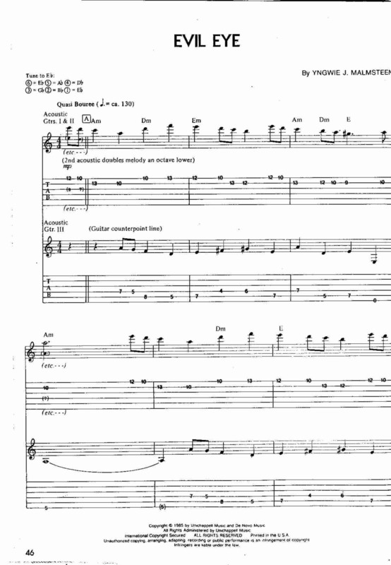 Partitura da música Evil Eye