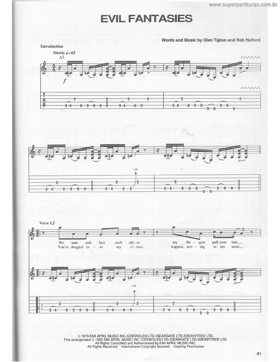 Partitura da música Evil fantasies