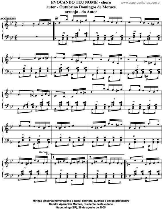 Partitura da música Evocando Teu Nome v.4