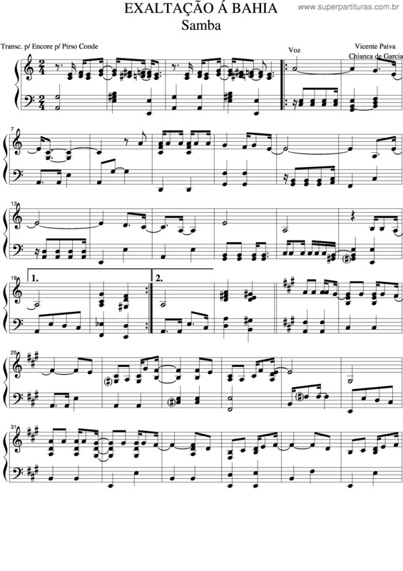 Partitura da música Exaltação A Bahia v.3