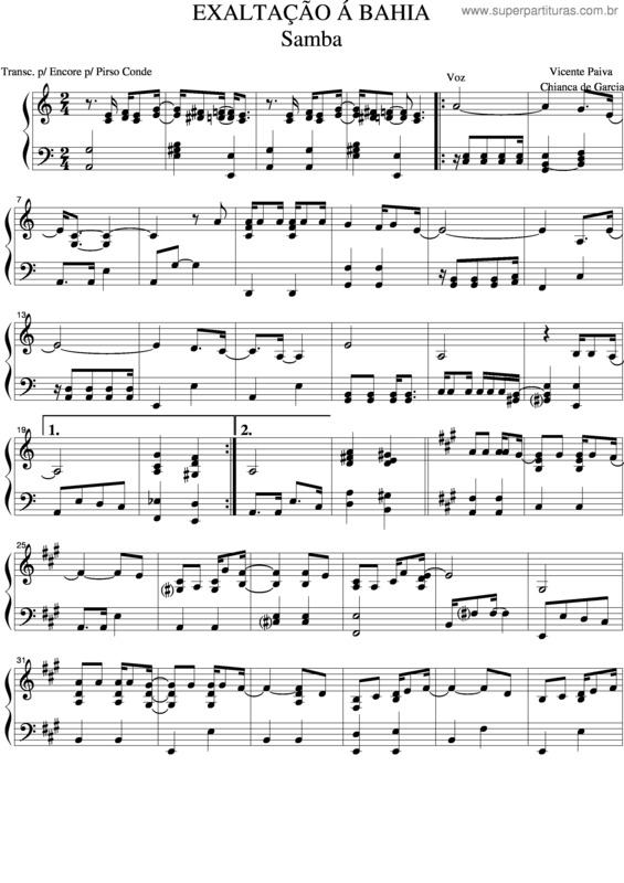 Partitura da música Exaltação A Bahia v.3