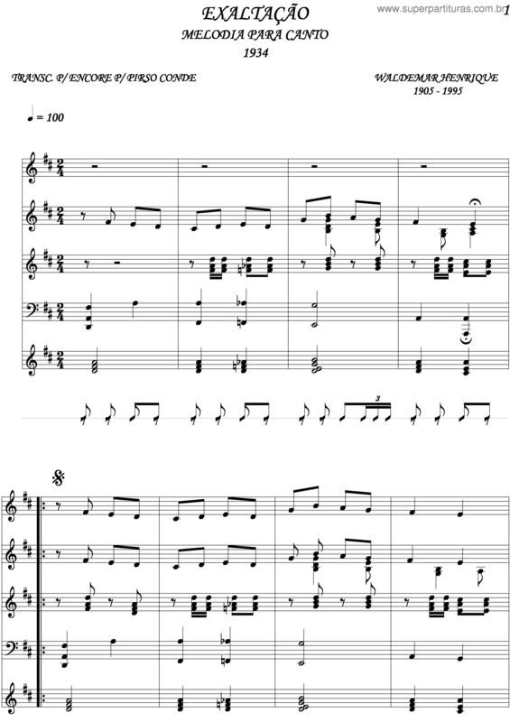 Partitura da música Exaltação v.2