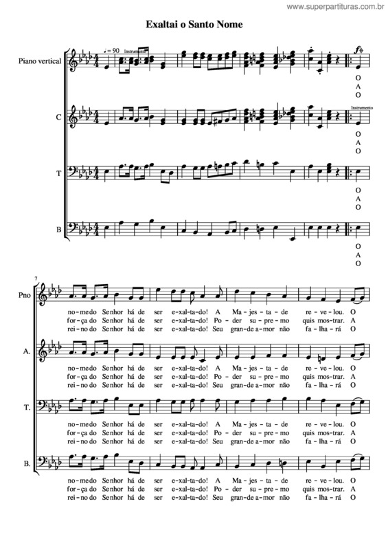 Partitura da música Exaltai O Santo Nome – Orquestra