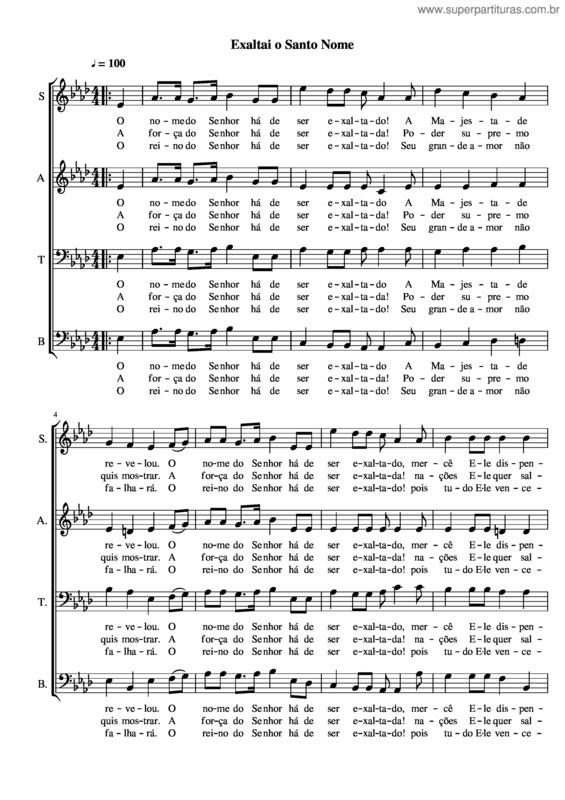 Partitura da música Exaltai O Santo Nome