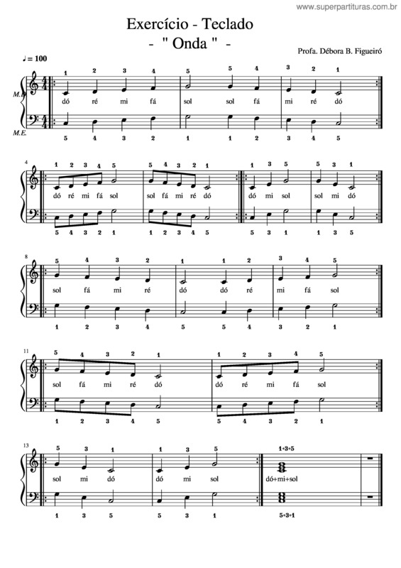 Partitura da música Exercício – Onda