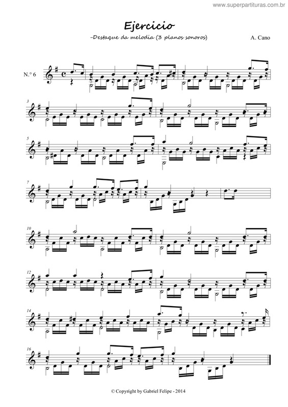 Partitura da música Exercício Para Violão