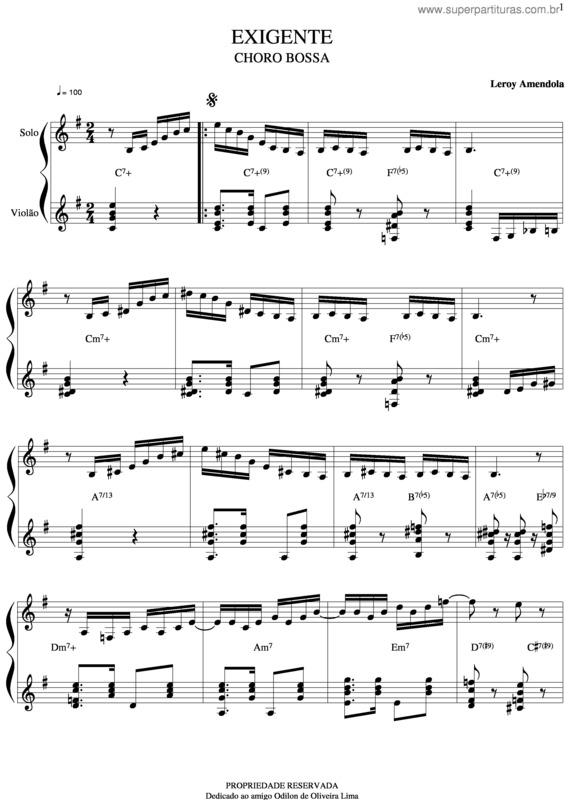 Partitura da música Exigente