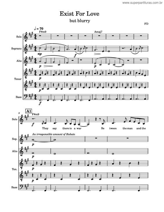 Partitura da música Exist For Love – Aurora