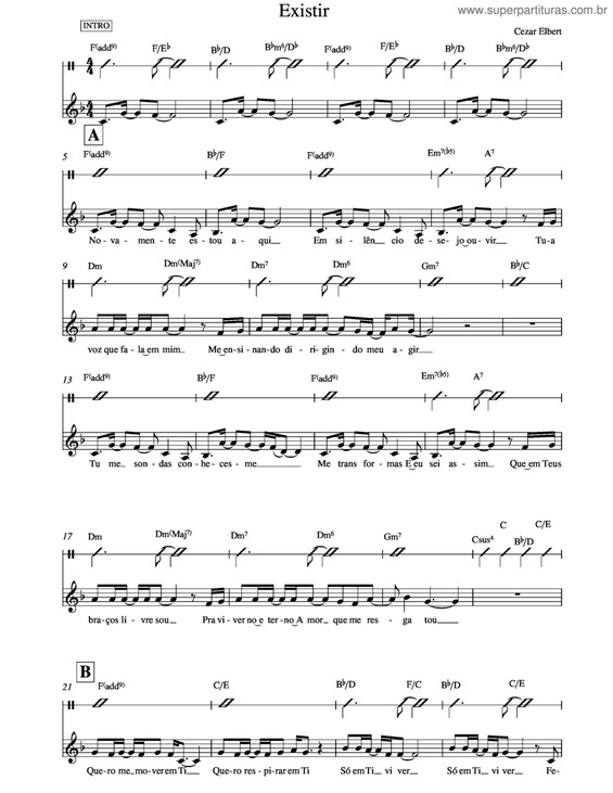 Partitura da música Existir