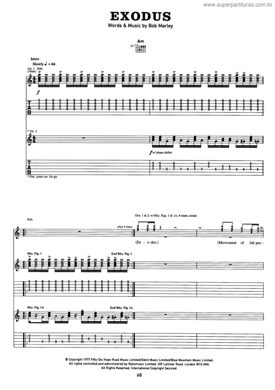 Partitura da música Exodus v.5