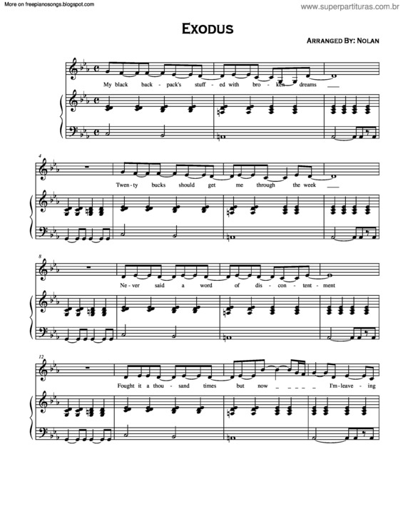 Partitura da música Exodus v.8