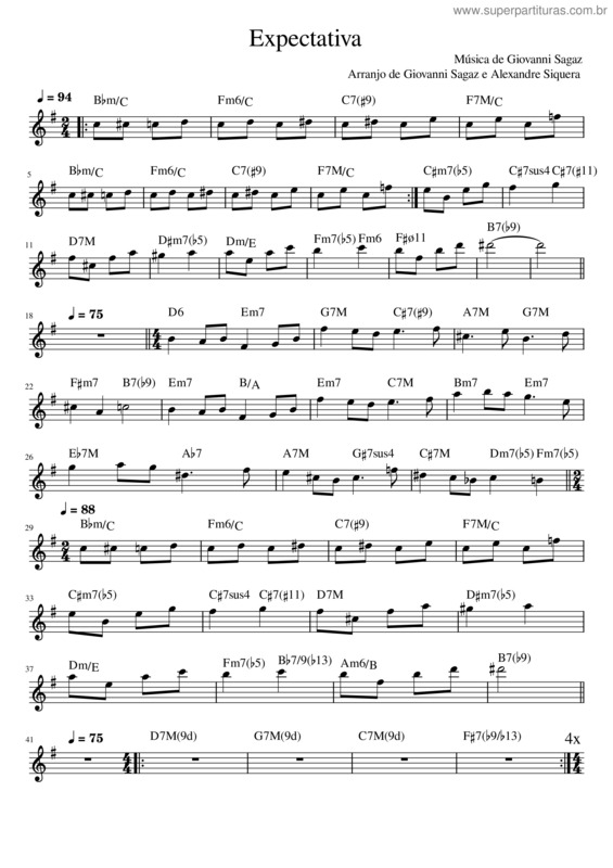 Partitura da música Expectativa – Giovanni Sagaz Expectativa