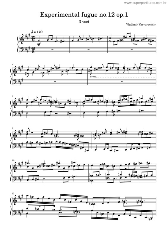 Partitura da música Experimental Fugue No.12 Op.1