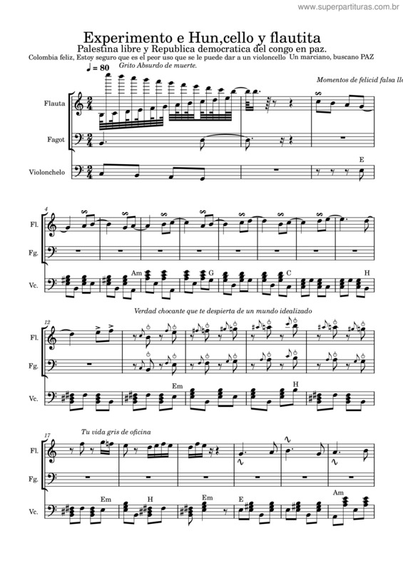 Partitura da música Experimento De Hun,Cello Y Flautita