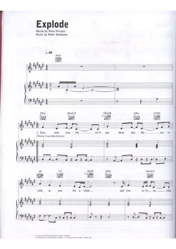 Partitura da música Explode