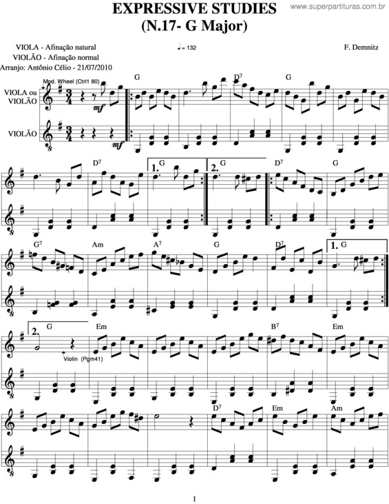 Partitura da música Expressive Studies v.13