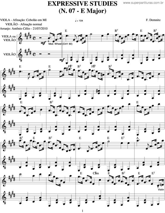 Partitura da música Expressive Studies v.7