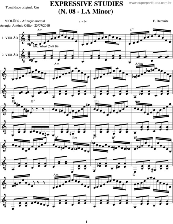 Partitura da música Expressive Studies v.8