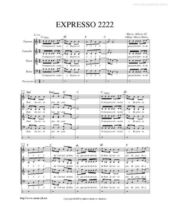 Partitura da música Expresso 2222