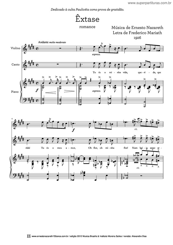 Partitura da música Êxtase v.4