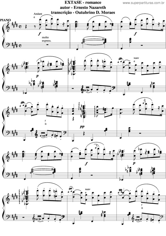 Partitura da música Extase v.5