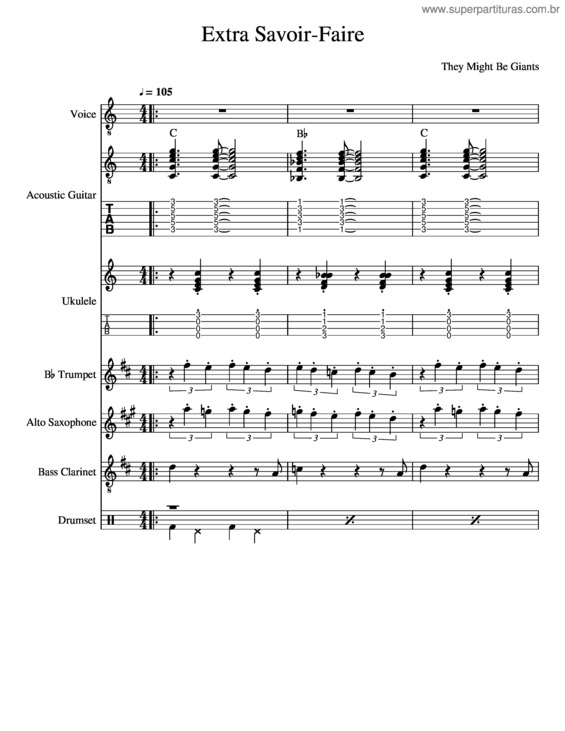 Partitura da música Extra Savoir–Faire – They Might Be Giants