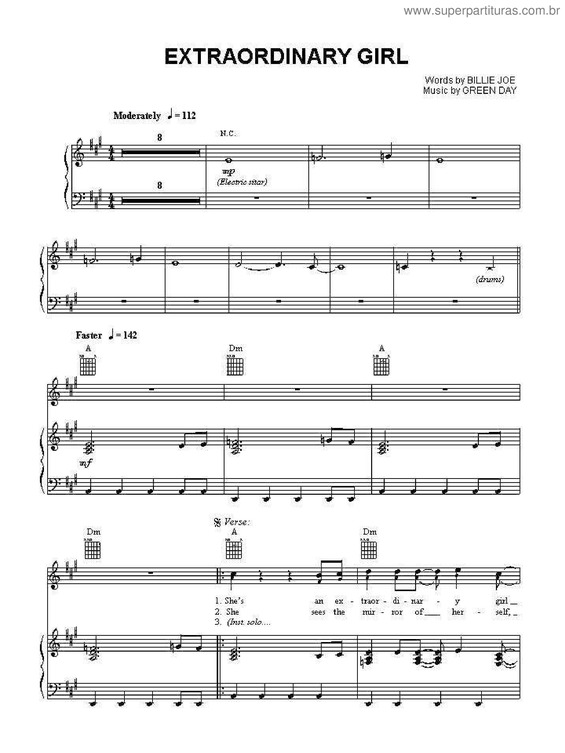 Partitura da música Extraordinary Girl