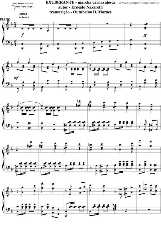 Partitura da música Exuberante v.2