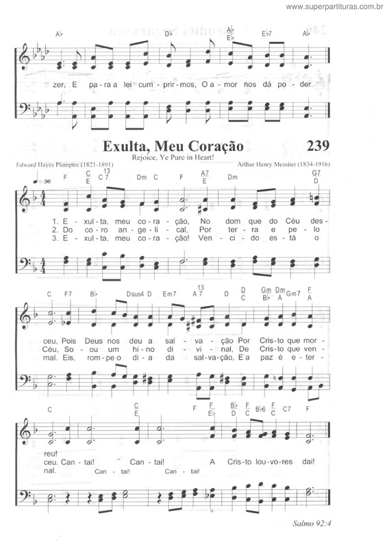 Partitura da música Exulta, Meu Coração