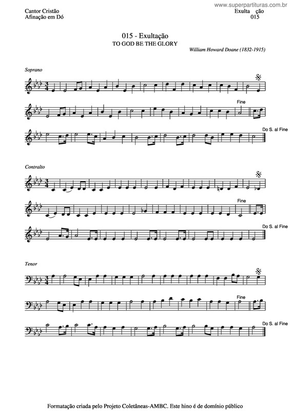 Partitura da música Exultação v.3