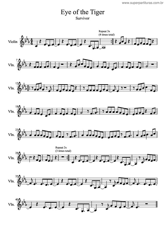 Partitura da música Eye Of The Tiger v.3