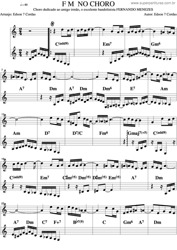 Partitura da música F M No Choro