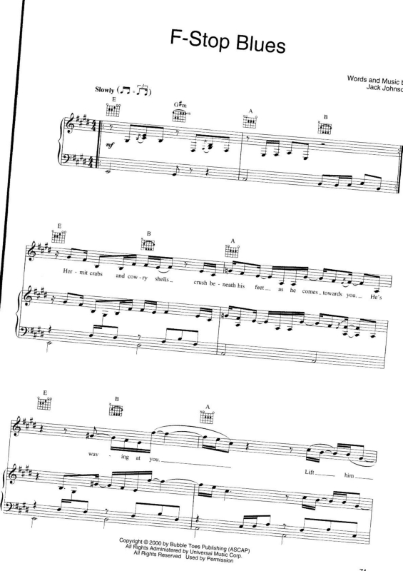 Partitura da música F-Stop Blues