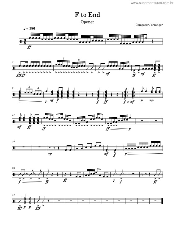 Partitura da música F To End Of Opener Alibi