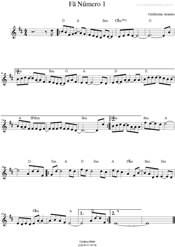 Partitura da música Fã Número 1