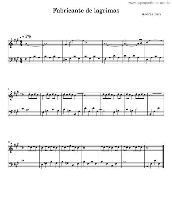 Partitura da música Fabricante De Lagrimas – Andrea Farri