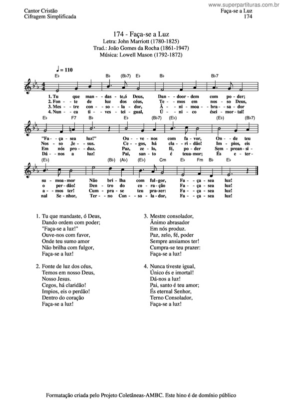 Partitura da música Faça-Se A Luz