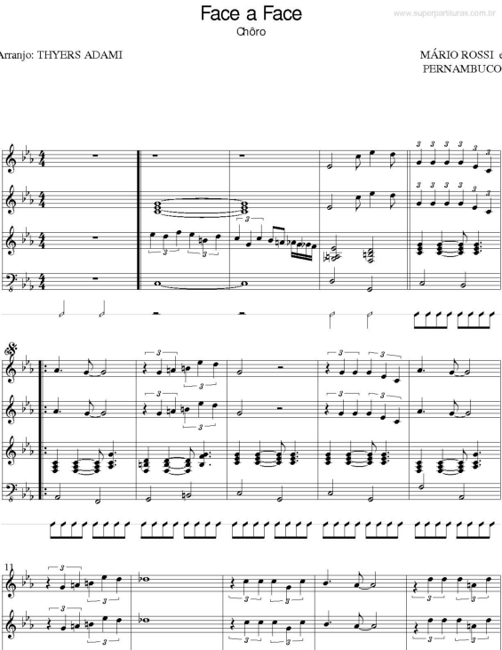 Partitura da música Face a Face