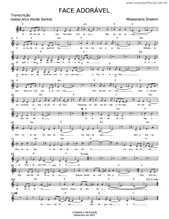 Partitura da música Face Adorável