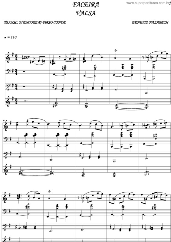 Partitura da música Faceira v.3